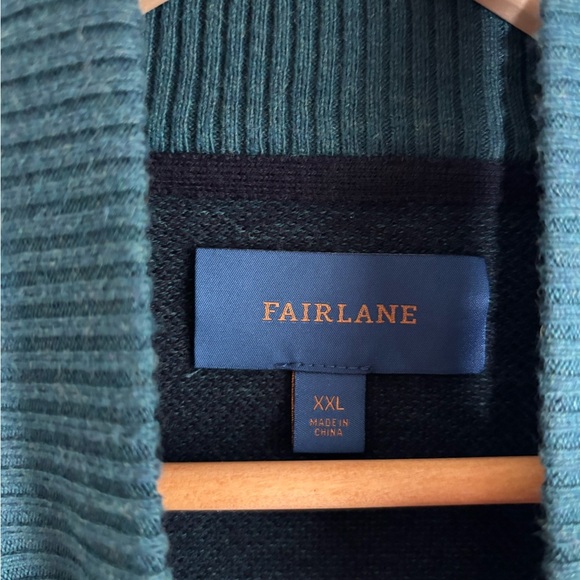 Fairlane Pullover Sweater Men's XXL Green Half Zip Cashmere Blend Knit Preppy - Picture 3 of 8